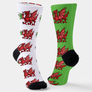 Red Welsh Dragon Custom Monogram Socks