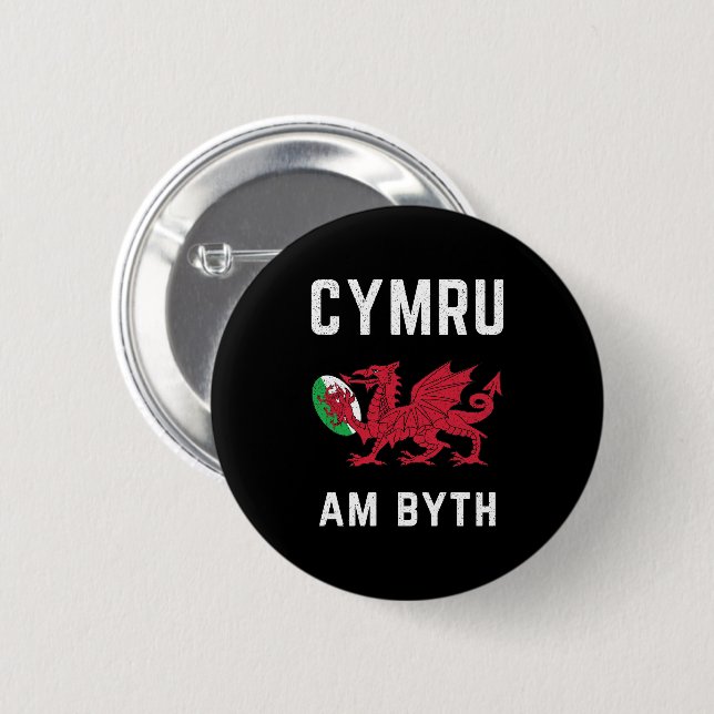 Red Welsh Dragon Cymru Roots Rugby Fan Wales Flag 6 Cm Round Badge (Front & Back)