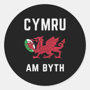 Red Welsh Dragon Cymru Roots Rugby Fan Wales Flag Classic Round Sticker