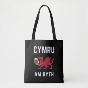 Red Welsh Dragon Cymru Roots Rugby Fan Wales Flag Tote Bag