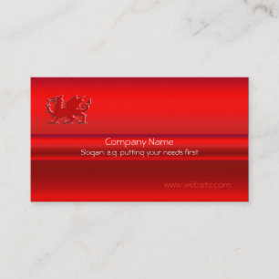 Red Welsh Dragon on red metallic-look Business Card