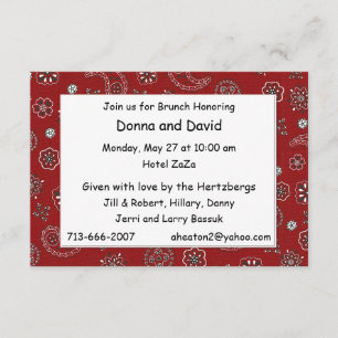 Red Western Bandanna Custom Brunch Invite 8