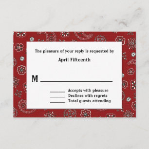 Red Western Bandanna Custom Wedding RSVP Card