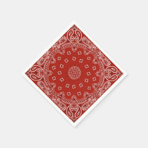 Red Western bandanna pattern party paper napkins