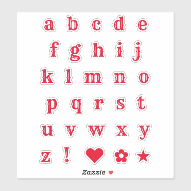 Red Western Letters | Monogram Alphabet Stickers (Sheet)