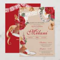 Red Western Rose Charro Ranchero Quinceanera