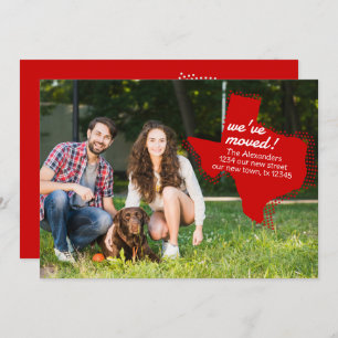 Red We've Moved - Dotted Texas Moving Announcement