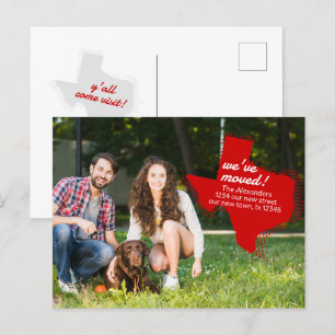 Red We've Moved - Dotted Texas Moving Postcard