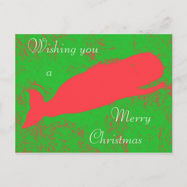 Red whale Christmas postcard (Front)