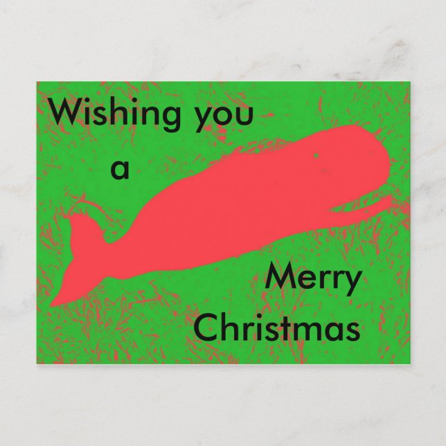 Red whale Christmas postcard (Front)