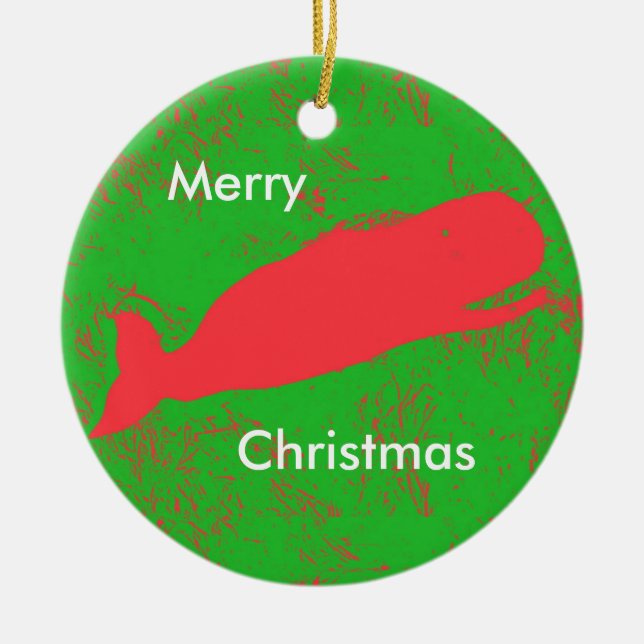 red whale on green ornament (Front)