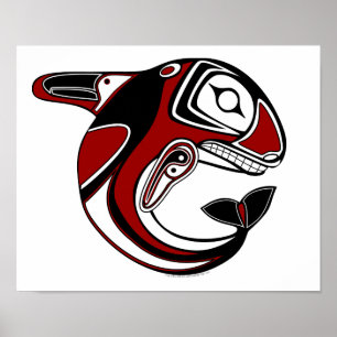 Red Whale Totem Canvas Print