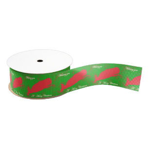 red whales merry christmas ribbon grosgrain ribbon
