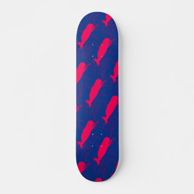 red whales on blue skateboard (Front)