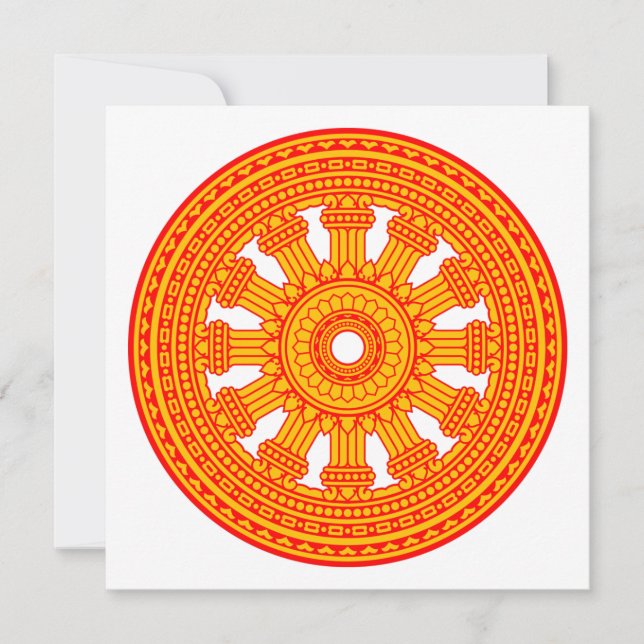 Red Wheel of Dharma (Buddhist Art) Card (Front)