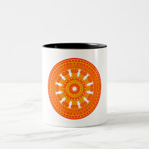 Red Wheel of Dharma (Buddhist Art) Two-Tone Coffee Mug