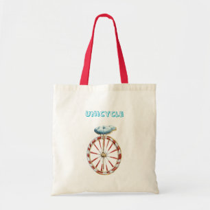 Red Wheel Unicycle Blue Seat Tote Bag