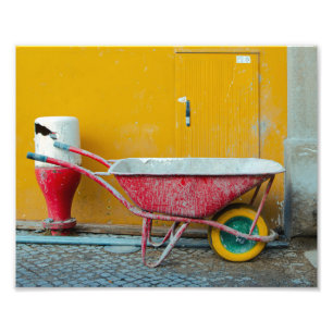 Red wheelbarrow photo print