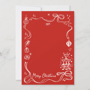 Red Whimsical Christmas Photo collage Holiday Card