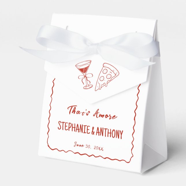 Red Whimsical Frame That's Amore Italian Wedding Favour Box (Front Side)