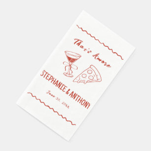 Red Whimsical Frame That's Amore Italian Wedding Napkin