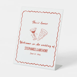 Red Whimsical Frame That's Amore Italian Wedding Pedestal Sign