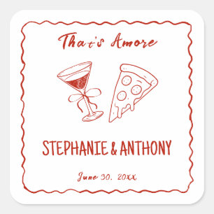 Red Whimsical Frame That's Amore Italian Wedding Square Sticker