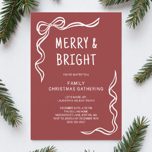 Red Whimsical Hand Drawn Family Christmas Party Invitation