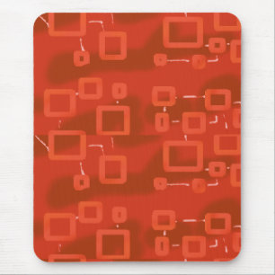 Red Whimsical Modern Abstract Mouse Mat