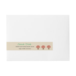 Red Whimsical Mushrooms wrap around address labels