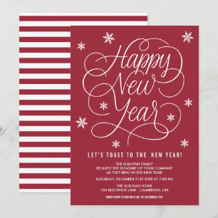Red Whimsical New Year's Eve Party Invitation