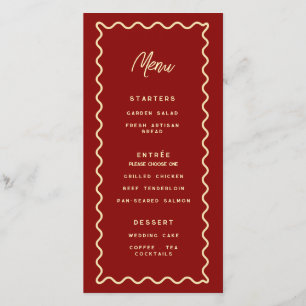 Red Whimsical Retro Classy wedding menu