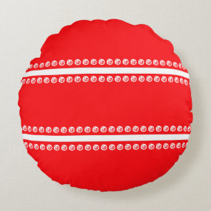 Red whine lines dots geometric simple abstract round cushion