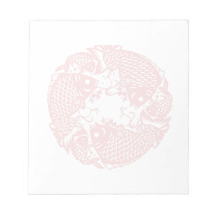 Red Whirling Koi Carp Fish Group Classic SqN Notepad