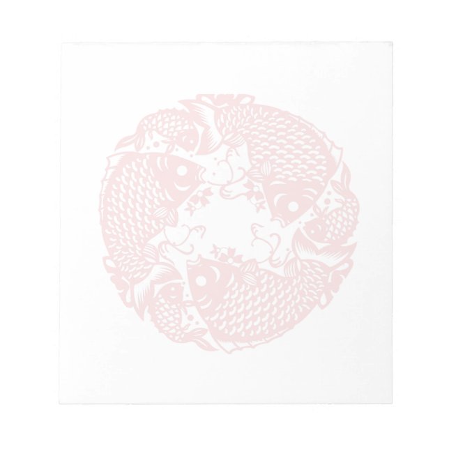 Red Whirling Koi Carp Fish Group Classic SqN Notepad (Front)