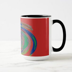 Red Whirlwind Design Monogram Mug