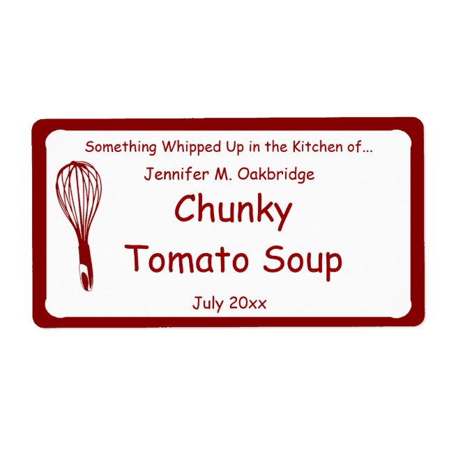 Red Whisk Personalised Homemade Food (Front)