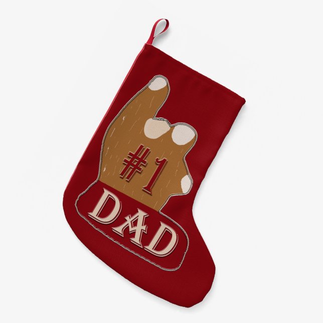 Red White #1 Dad Small Christmas Stocking (Front (Hanging))