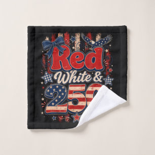 Red White 250 Years American Freedom 1776-2026 Wash Cloth