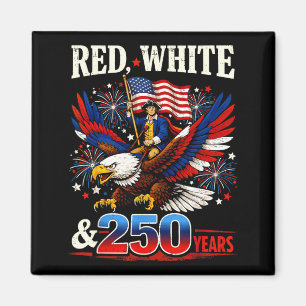 Red White 250 Years Birthday USA for Men Women 4th Magnet
