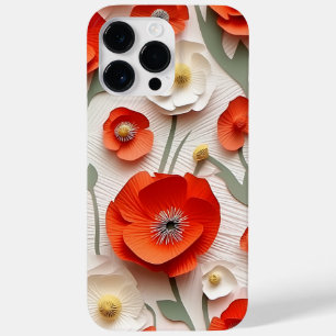 RED WHITE 3-D LOOK POPPY ANEMONE FLOWERS Case-Mate iPhone 14 PRO MAX CASE