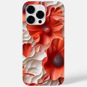 RED WHITE 3-D LOOK POPPY ANEMONE FLOWERS Case-Mate iPhone 14 PRO MAX CASE