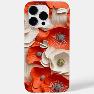 RED WHITE 3-D LOOK POPPY ANEMONE FLOWERS Case-Mate iPhone 14 PRO MAX CASE