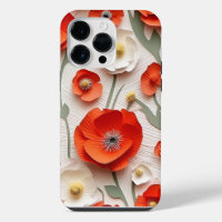 RED WHITE 3-D LOOK POPPY ANEMONE FLOWERS