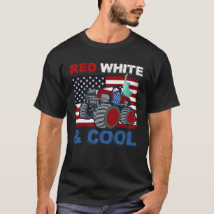 Red White 4th of July Cool Monster Truck USA Ameri T-Shirt