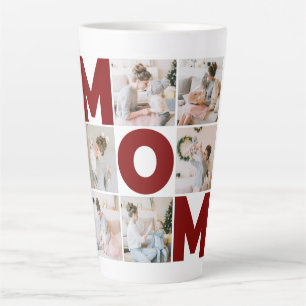 Red & White 6 Photo Collage Mum Latte Mug