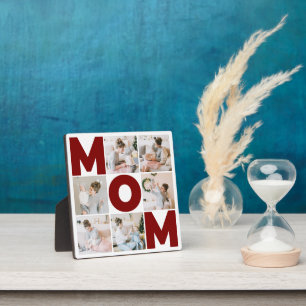 Red & White 6 Photo Collage Mum Plaque