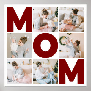 Red & White 6 Photo Collage Mum Poster
