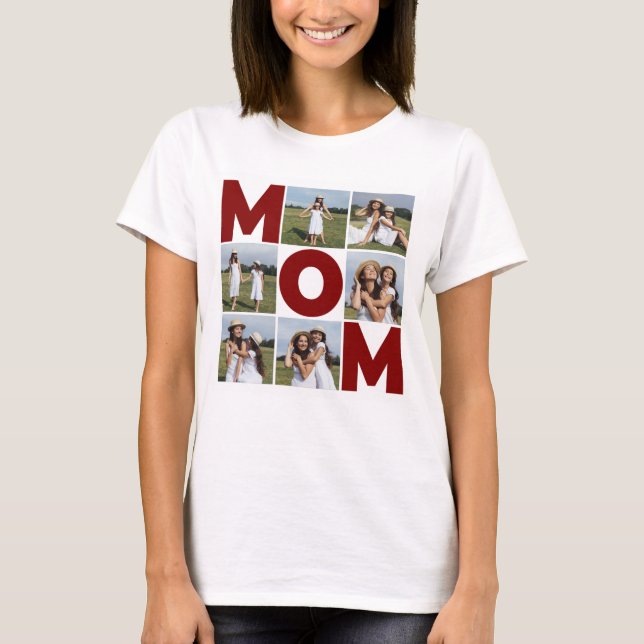 Red & White 6 Photo Collage Mum Women's T-Shirt (Front)