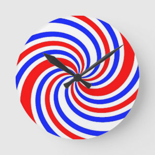 Red, White abd Blue Swirls Round Clock